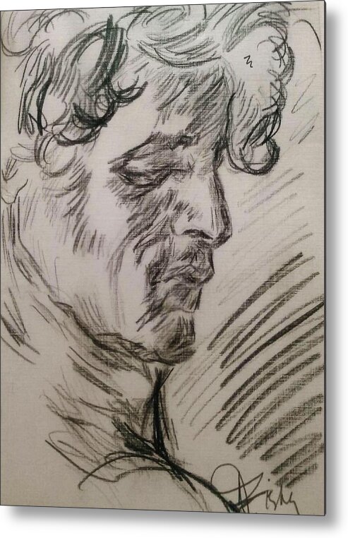 Portrait Metal Print featuring the drawing Study of Richard by Dawn Caravetta