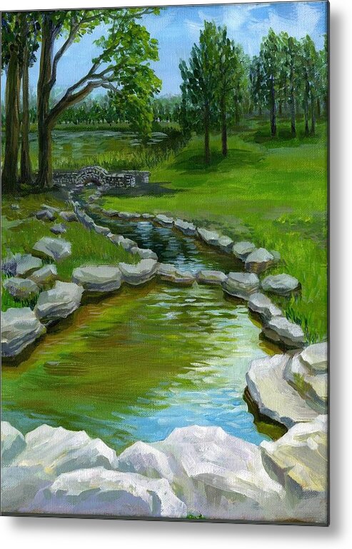 Landscape Metal Print featuring the painting Summer at Saint Louis Forest Park by Ping Yan