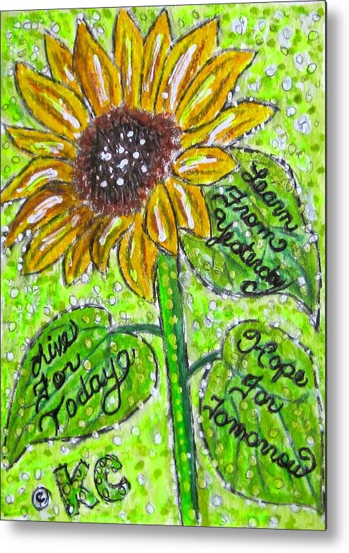 Sunlfower Metal Print featuring the painting Sunflower Advice by Kathy Marrs Chandler
