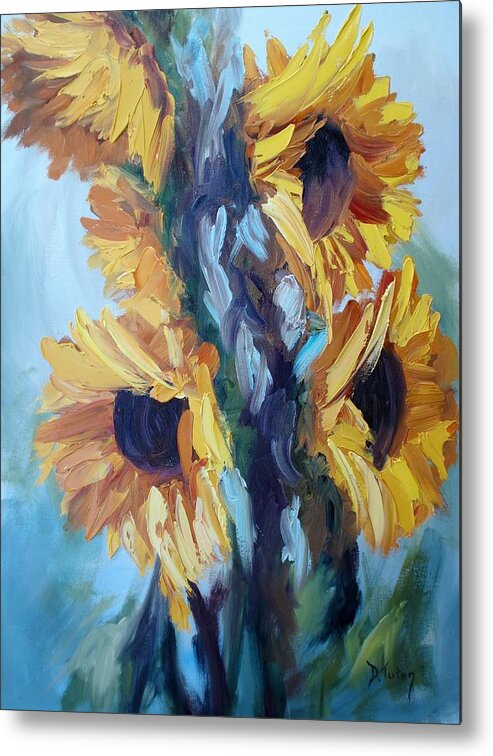 Sunflowers Metal Print featuring the painting Sunflowers II by Donna Tuten