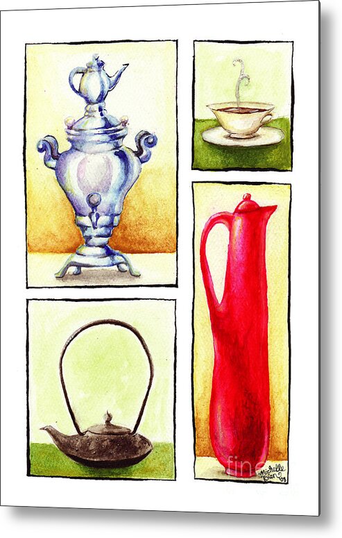 Samovar Metal Print featuring the painting Tea Service by Michelle Bien