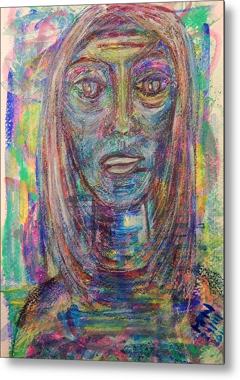 Woman Metal Print featuring the painting Telling My Story by Mimulux Patricia No