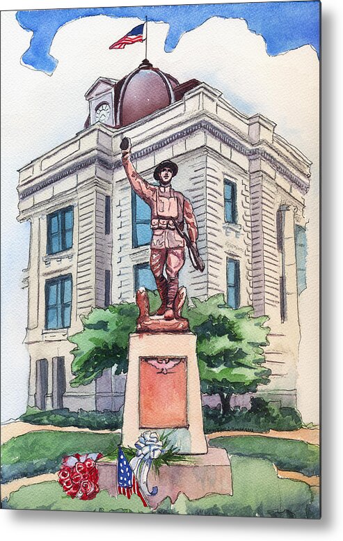Doughboy Statue Metal Print featuring the painting The Doughboy Statue by Katherine Miller