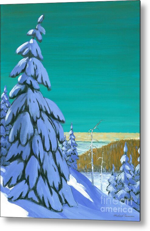 Blue Metal Print featuring the painting Blue Mountain High by Michael Swanson