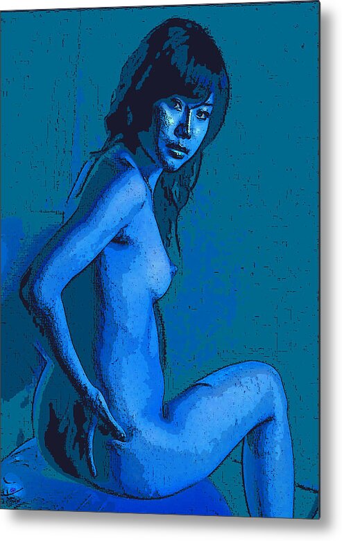 Blue Metal Print featuring the digital art The Lady in Blue by Tim Ernst