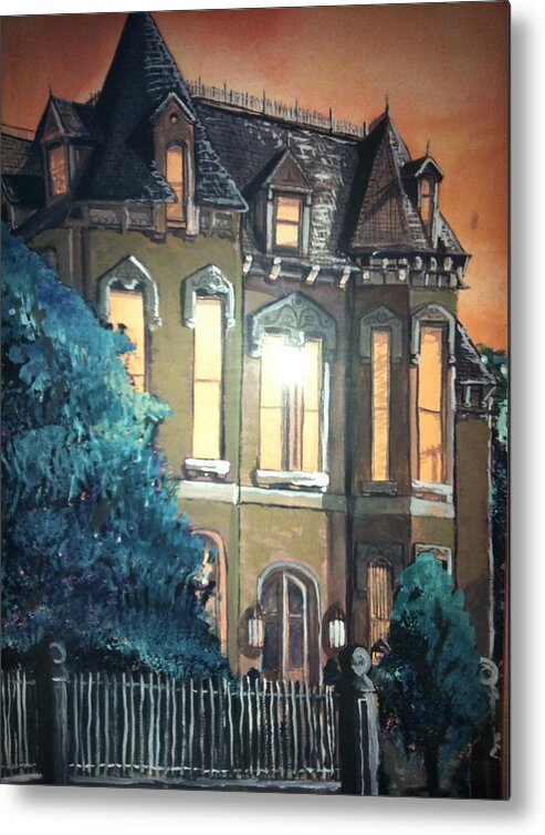 Wilkes-barre Metal Print featuring the painting The Old Stegmeier Mansion by Alexandria Weaselwise Busen