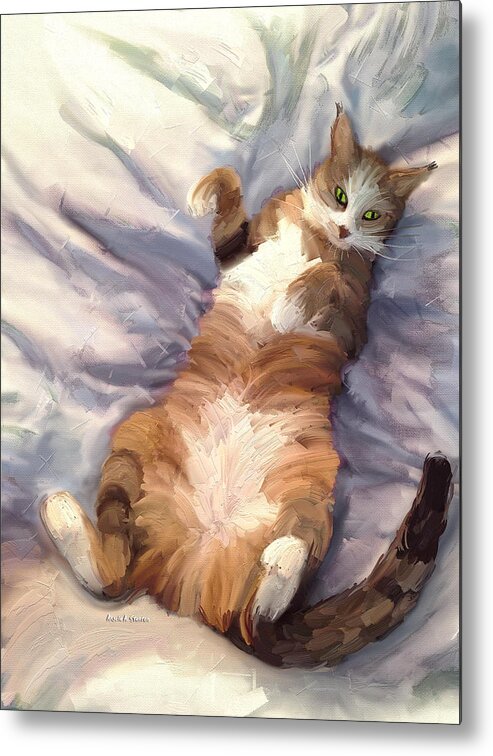 Cat Metal Print featuring the painting The Princess - the Cat by Angela Stanton