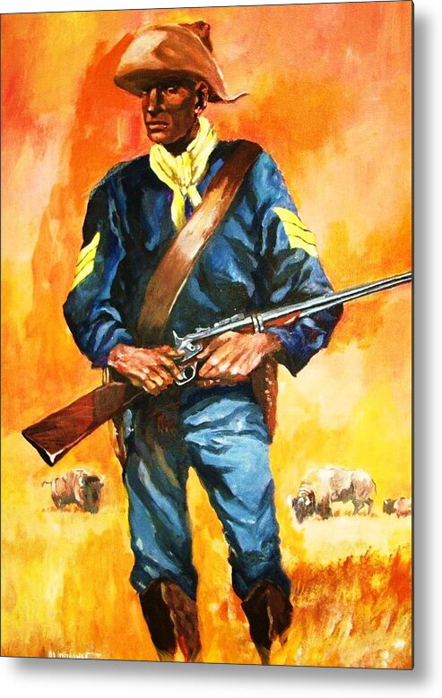 Buffalo Soldier Metal Print featuring the painting The Sentry by Al Brown