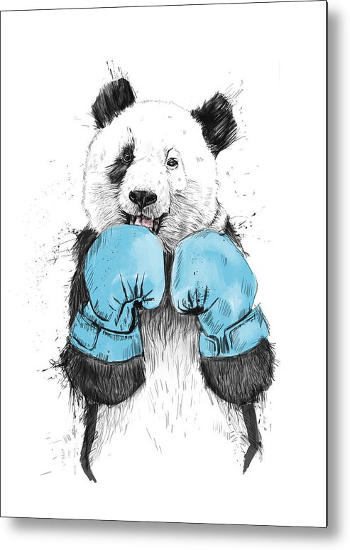 Panda Metal Print featuring the drawing The Winner by Balazs Solti