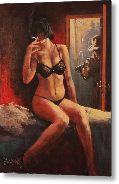  Art Noir Metal Print featuring the painting Those Things Will Kill You by Tom Shropshire