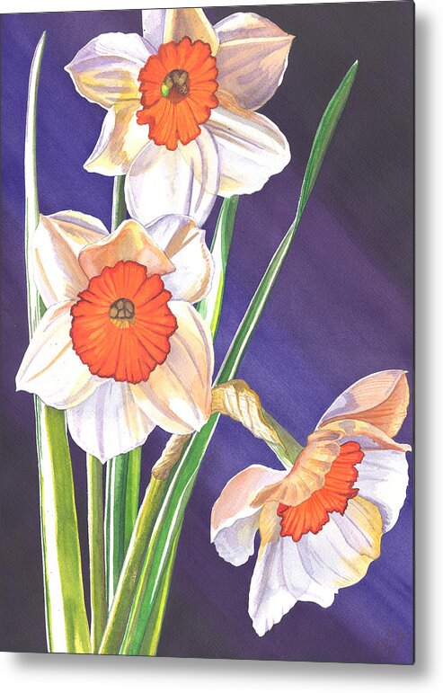 Daffodil Metal Print featuring the painting Three Jonquils by Catherine G McElroy