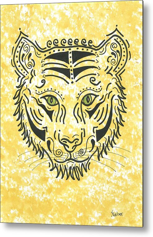 Tiger Metal Print featuring the painting Tiger Eye by Susie WEBER