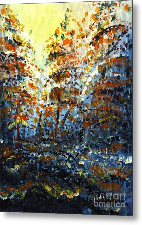 Autumn Metal Print featuring the painting Tim's Autumn Trees by Holly Carmichael