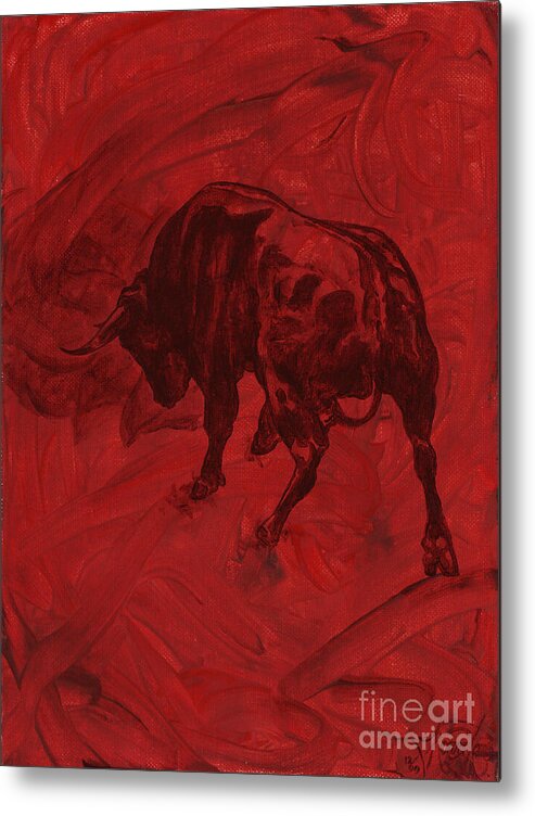 Toro Metal Print featuring the painting Toro painting by Konni Jensen