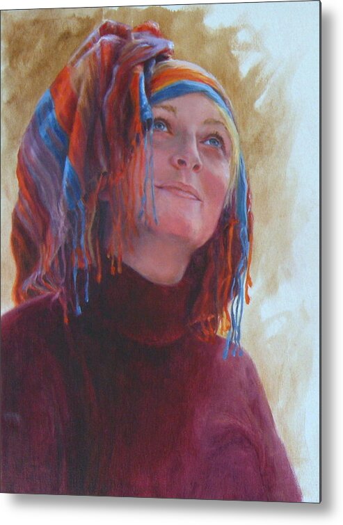 Figurative Metal Print featuring the painting Turban 1 by Connie Schaertl