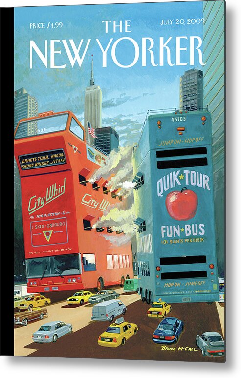Nyc Metal Print featuring the painting Tour Wars by Bruce McCall