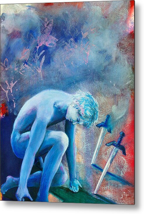 Tarot Metal Print featuring the painting Two of Swords by Rene Capone