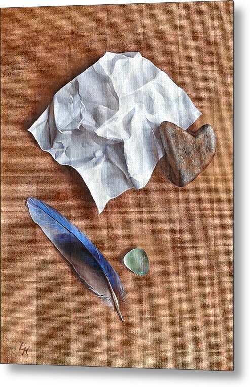 Symbol Metal Print featuring the painting Unwritten letter 2 by Elena Kolotusha