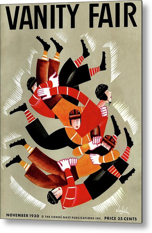 Illustration Metal Print featuring the photograph Vanity Fair Cover Featuring Football Players by Constantin Alajalov