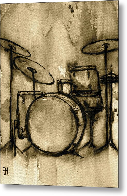 Drums Metal Print featuring the painting Vintage Drums by Pete Maier