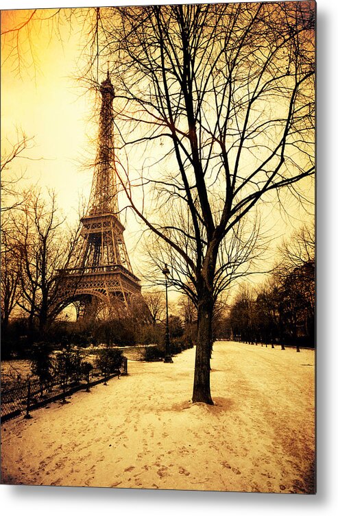 Scenics Metal Print featuring the photograph Vintage View Of Tour Eiffel During A by Franckreporter
