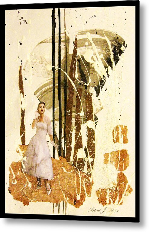 Abstract Metal Print featuring the mixed media Wait by Astrid Norgaard