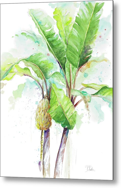 Watercolor Metal Print featuring the painting Watercolor Banana Plantain by Patricia Pinto