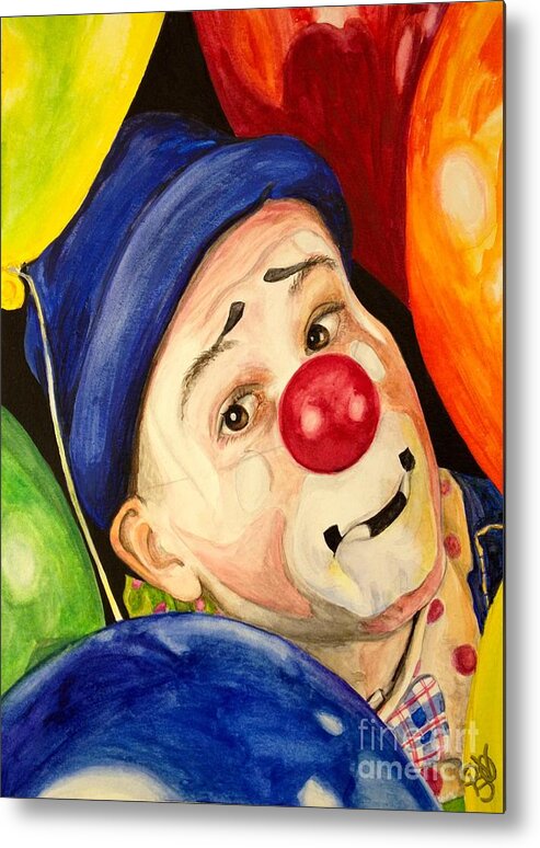 Sean Carlock Metal Print featuring the painting Watercolor Clown #5 Sean Carlock by Patty Vicknair