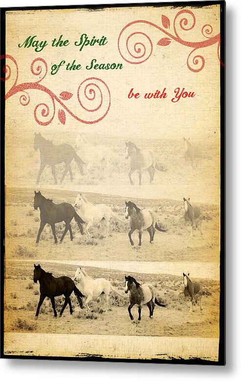 Western Metal Print featuring the mixed media Western Themed Christmas Card Wyoming Spirit by Amanda Smith