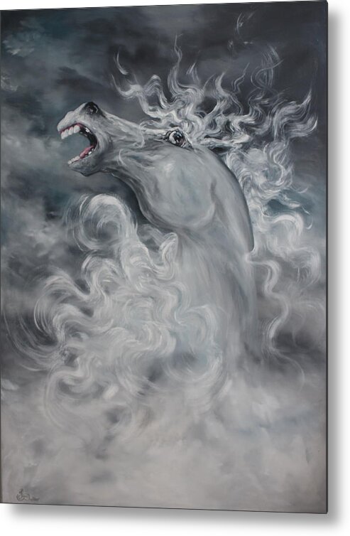 Wild Stallion Metal Print featuring the painting Wild And Free by Jean Walker