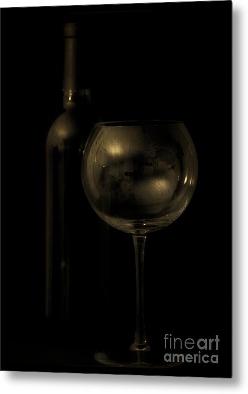 Wine Metal Print featuring the photograph Wine Bottle Still Life Deep Red by Edward Fielding