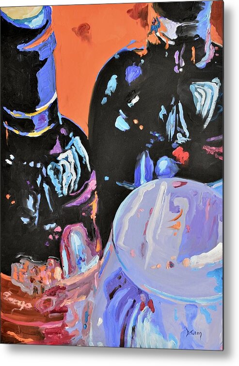 Wine Metal Print featuring the painting Wine Party by Donna Tuten