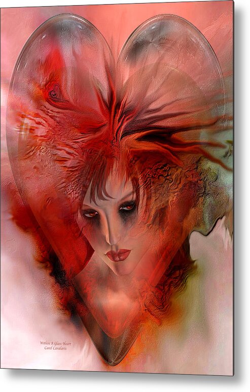 Fantasy Metal Print featuring the mixed media Within A Glass Heart by Carol Cavalaris