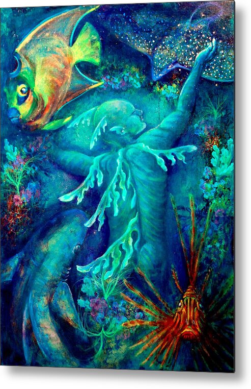 Florida Reefs Metal Print featuring the painting World by Ashley Kujan