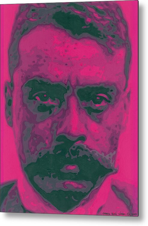 Emiliano Zapata Metal Print featuring the painting Zapata Intenso by Roberto Valdes Sanchez