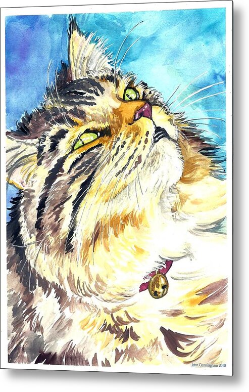 Cat Metal Print featuring the painting Butters #1 by Jenn Cunningham