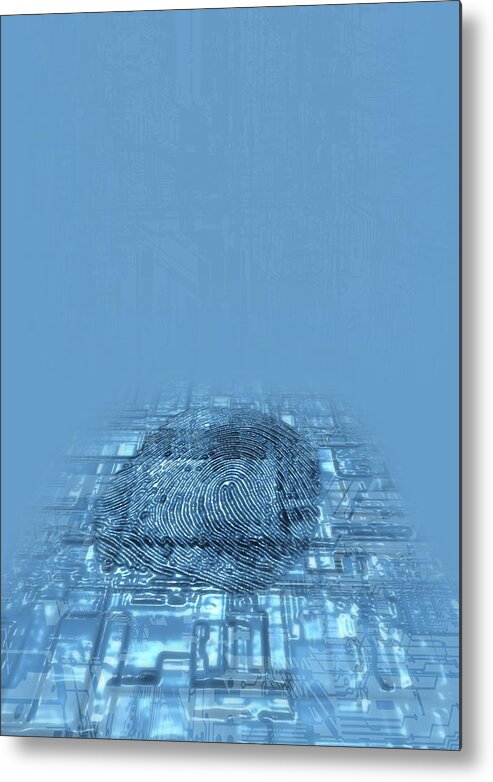 Vertical Metal Print featuring the digital art Biometric Security, Artwork by Victor Habbick Visions