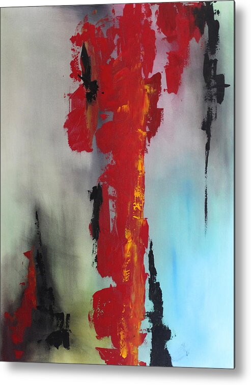 Original Metal Print featuring the painting Rojo #2 by Eric Chapman