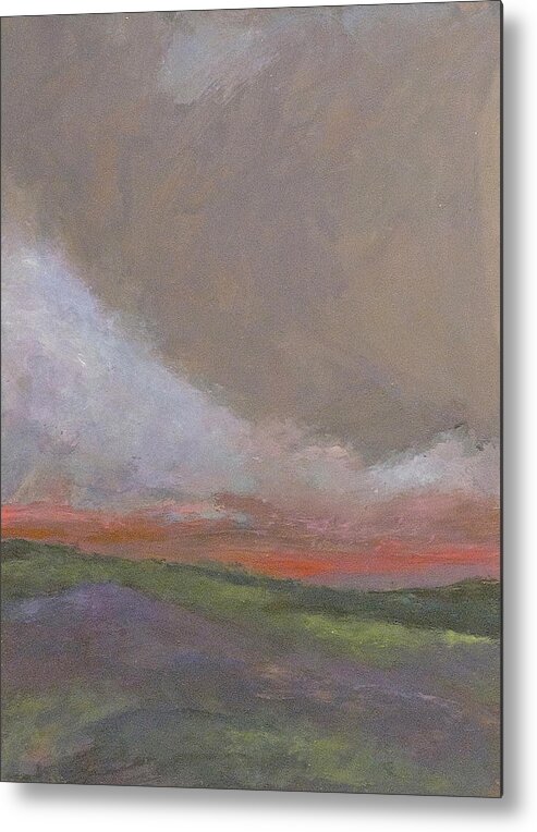 Landscape Metal Print featuring the painting Abstract Landscape - Scarlet light by Kathleen Grace