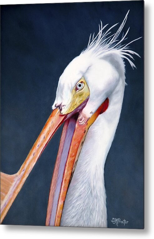 White Pelican Metal Print featuring the painting American White Pelican by Donna Proctor
