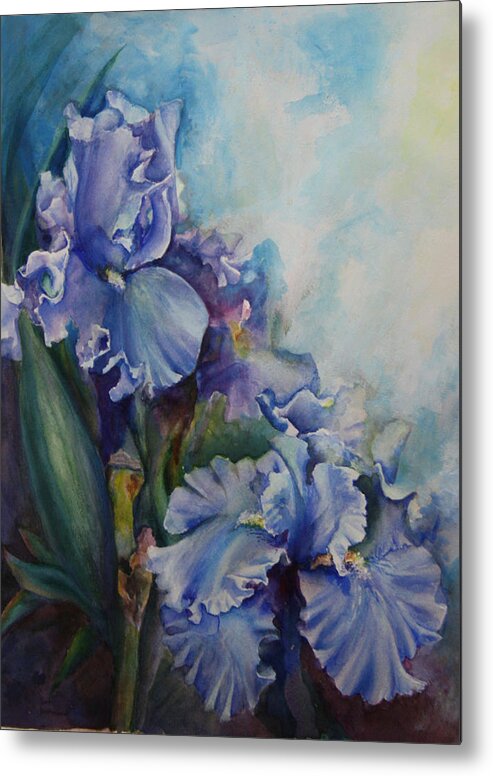 Iris Metal Print featuring the painting An Iris for My Love by Mary Beglau Wykes