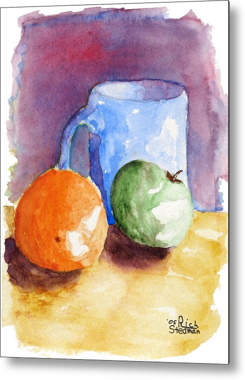 Orange Metal Print featuring the painting Breakfast Choices by Richard Stedman