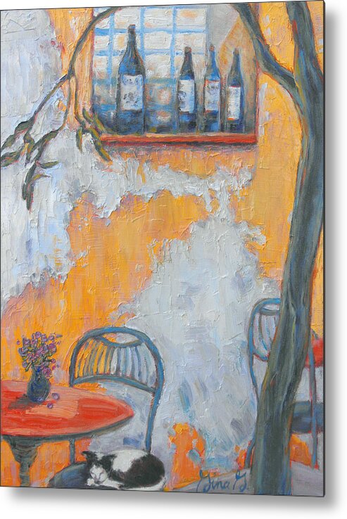 Italian Cafe Metal Print featuring the painting Cafe After Hours by Gina Grundemann