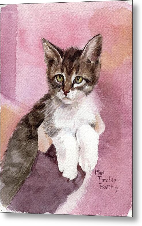 Kitten Metal Print featuring the painting Carlisle - kitten by Mimi Boothby