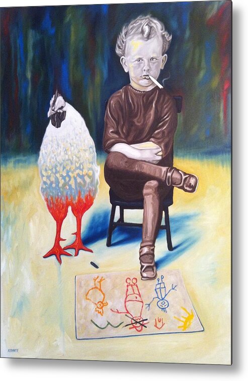 Jaime Metal Print featuring the painting Chicken Boy by Jaime Adrover