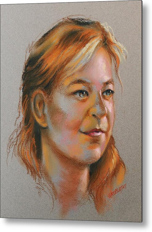 Portrait Metal Print featuring the pastel Colleen by Peggy Wrobleski