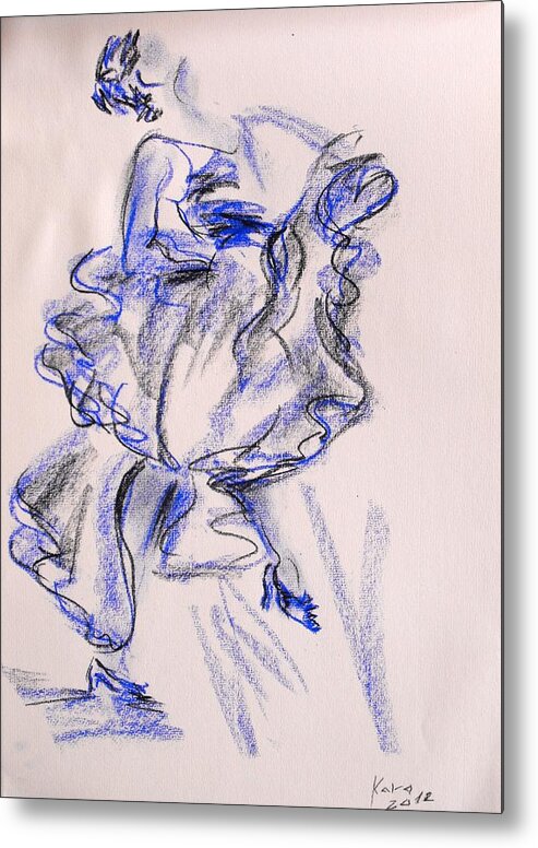 Flamenco Metal Print featuring the painting Flamenco Dancer 9 by Koro Arandia