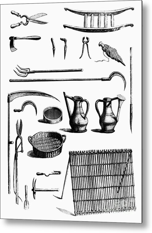 18th Century Metal Print featuring the photograph Gardening Tools by Granger