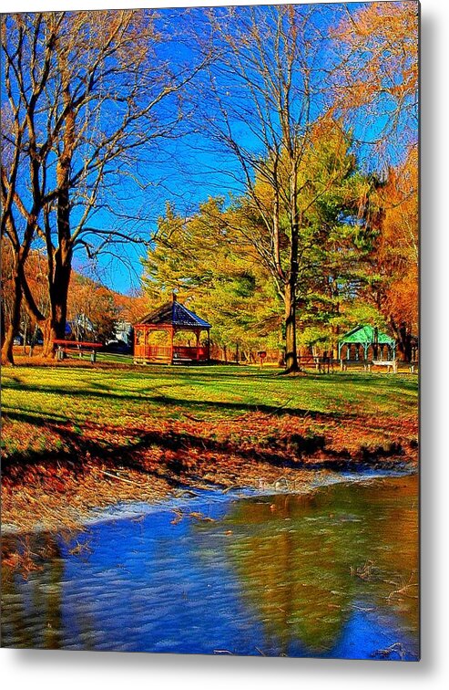 Hdr Metal Print featuring the photograph Gazebo in Winter by Joshua House