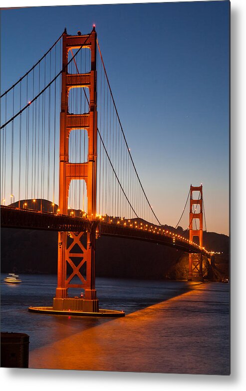 Red Metal Print featuring the photograph Golden Gate Bridge at Dusk by Matthew Bamberg